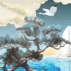 Blue Sea Breeze Polyester Wallcovering Fabric