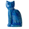 Blue Sitting Cat Figurine by Aldo Londi