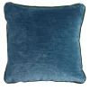 Blue Square Carrè Cushion in linen and silk velvet