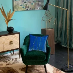 Blue Square Velvet Cushion