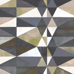 Blue Tribal Fifties Polyester Wallcovering Fabric