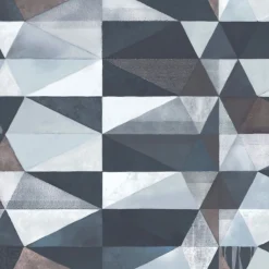 Blue Tribal Fifties Polyester Wallcovering Fabric