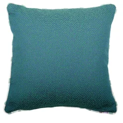 Blue-Green Carrè Cushion in false unit jacquard fabric