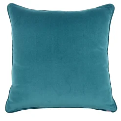 Blue-Green Cotton Velvet Carrè Cushion