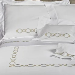 Bluemoon White Embroidered Cotton Satin Bedding Set