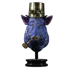 Boar Head Blue Bronze sculpture