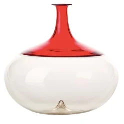 Bolle Round Vase by Tapio Wirkkala in Red/Clear
