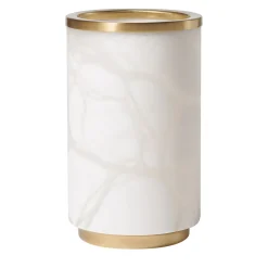 Borealis White Alabaster & Satin Brass Vase