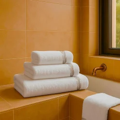 BOTERO Embroidered Towel Set in Terry Cotton