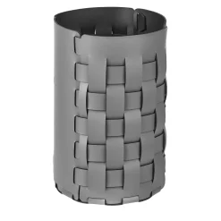 Bottega Gray and Black Leather Waste Basket