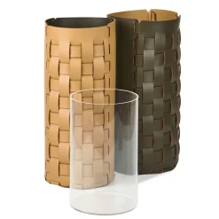 Bottega Olive and Mustard Leather Umbrella Stand