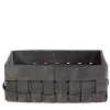 Bottega Small Dark Gray Leather Basket