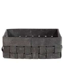Bottega Small Dark Gray Leather Basket