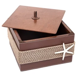 Box with Rope and Beige Eco-Leather Inserts
