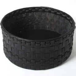 Braided Cylindrical Large Black Basket by Oscar Maschera