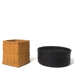 Braided Cylindrical Large Black Basket by Oscar Maschera