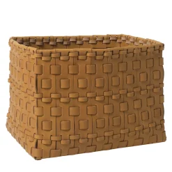 Braided Rectangular-Cut Ocher Basket by Oscar Maschera