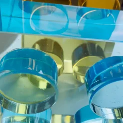 Brick Handmade Blu Crystal Sculpture