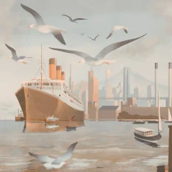 Brown, Gray & Bronze From Land to Sea Polyester Wallcovering Fabric