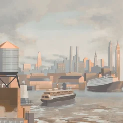 Brown, Gray & Bronze From Land to Sea Polyester Wallcovering Fabric