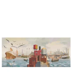 Brown Gray & Bronze Red From Land to Sea Polyester Wallcovering Fabric