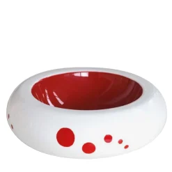 Bubbles Round Red-And-White Bowl