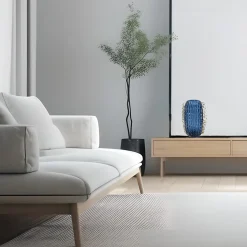 Bulging Submerged-Balloton Navy-Blue & Transparent Vase