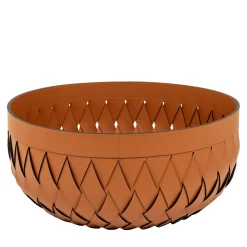 Canaria Large Braided Brown Leather Basket