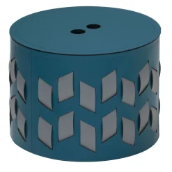 Cancun N. 9 Petrol Blue Round Basket with Lid