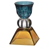 Candel Blue and Yellow Geometric Glass Candlestick