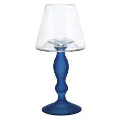 Candel Blue Glass Candlestick Holder