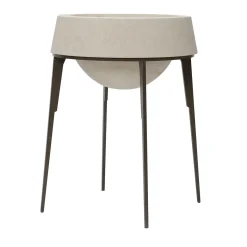 Capasa Large Iron & Lecce Limestone Vase by Silvio De Ponte