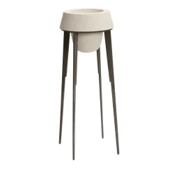 Capasa Tall Iron & Lecce Limestone Vase by Silvio De Ponte