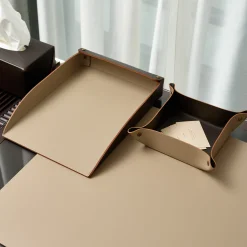 Cappuccino and chocolate leather vide poche #2