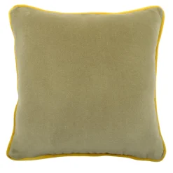 Carrè Cushion in moss cotton velvet and jacquard fabric
