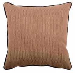 Carrè Square Brown Memo jacquard fabric cushion with Velvet Piping