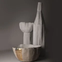 Cartoccio B17/Sabbia Chiaro Bowl with Gold insert