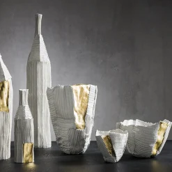 Cartoccio White Ceramic Bowl with Gold Insert #1