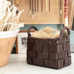 Castagno Small Leather Basket
