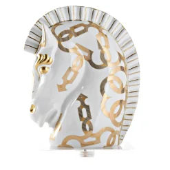 Cavallo White and Gold Sculpture