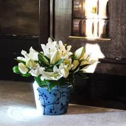 Celeste and Blue Ceramic Cachepot Vase