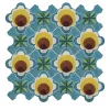 Celeste Light Blue Ceramic Tile Composition with Floral Design