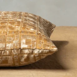 Celidonia Square Golden Jacquard Velvet Cushion