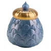 CHARLOTTE PEACOCK CANDLE COVER - BLUE
