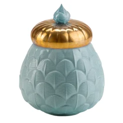 CHARLOTTE PEACOCK CANDLE COVER -LIGHT BLUE
