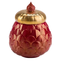 CHARLOTTE PEACOCK CANDLE COVER - RED