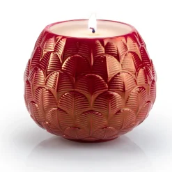 CHARLOTTE PEACOCK CANDLE COVER - RED