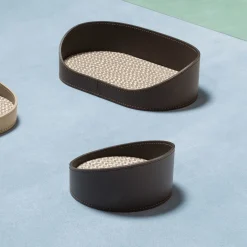 Chevron Beige Oval Medium Valet Tray