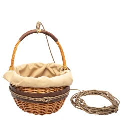 Chic Neapolitan-Style Beige Wicker Basket