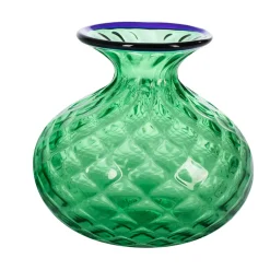 Cipolla Balloton Green Vase with Blue Rim